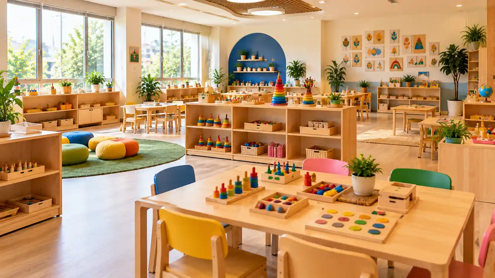 A welcoming Hexabee Kids classroom with creative activity areas